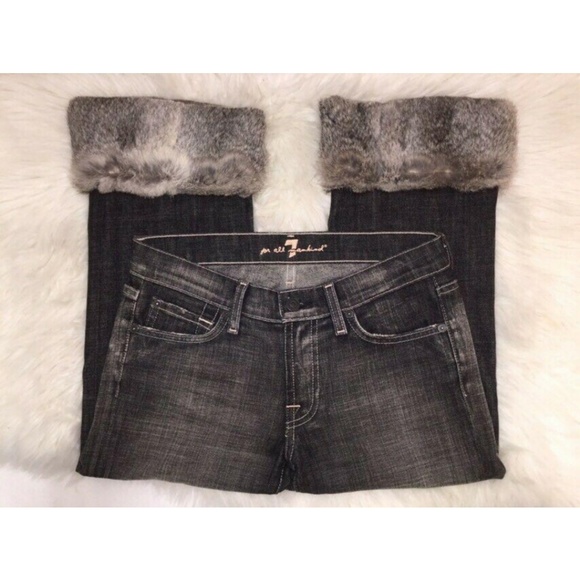 7 for all Mankind W30 Fur Cuffs Denim Capri - Picture 5 of 8